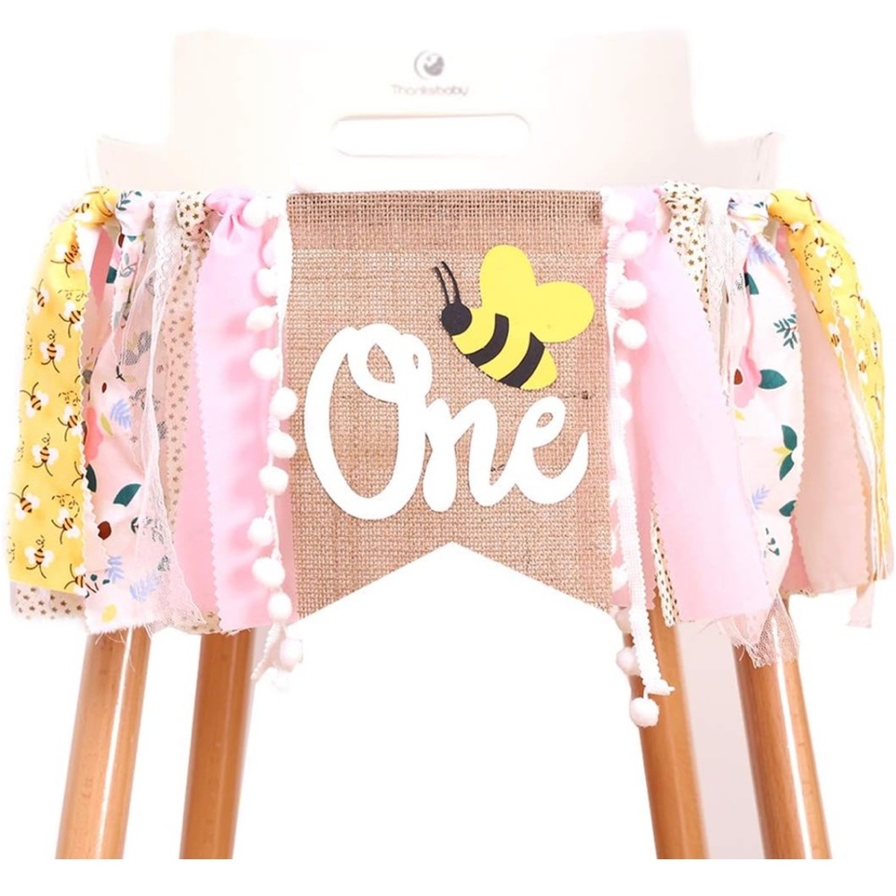 Bee-Themed First Birthday High Chair Banner
